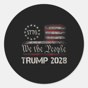 Pro Trump 2028 President America Us Flag Retro 4th Classic Round Sticker