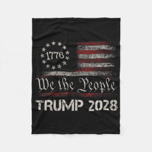Pro Trump 2028 President America Us Flag Retro 4th Fleece Blanket