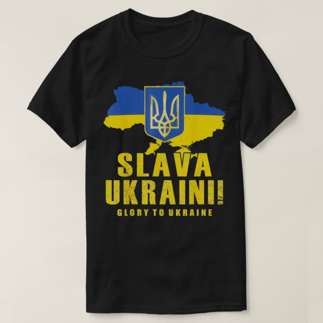Pro Ukraine Slava Ukraini Glory To Ukraine Emblem  T-Shirt (Design Front)