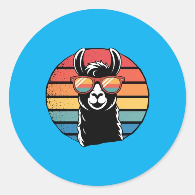Prob Llama - Sunset Alpaca Gift Classic Round Sticker (Front)
