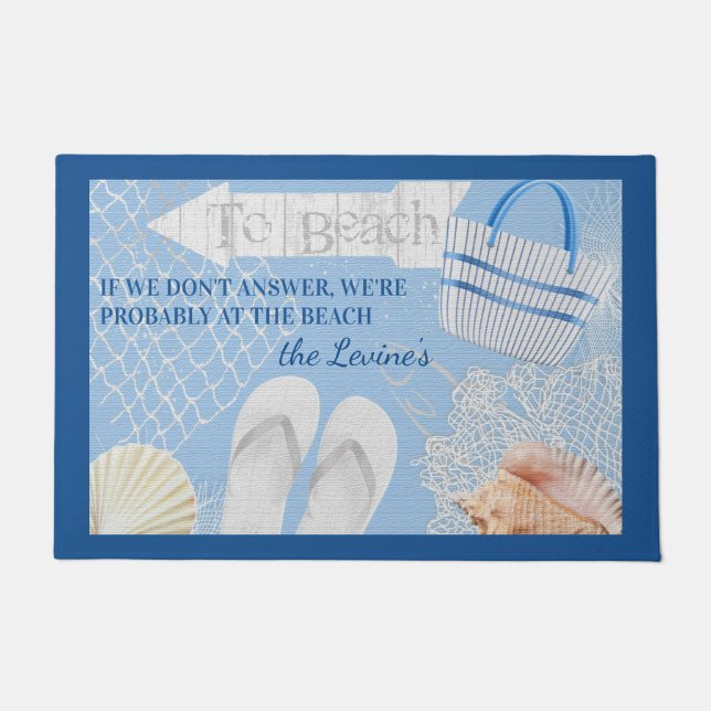 Probably At The Beach - Summertime Personalised Doormat (Front)