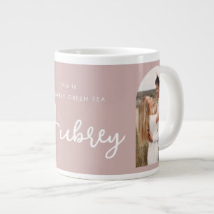 Probably Green Tea Two Photo and Name Pink Large Coffee Mug