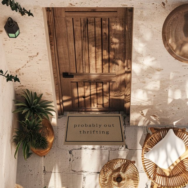 Probably Out Thrifting Funny Custom Brown Trendy Doormat (Creator Uploaded)