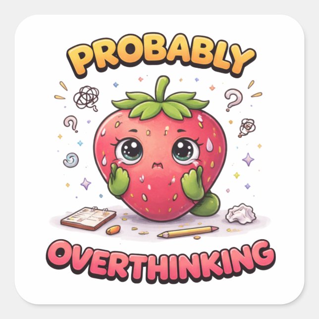 Probably Overthinking Strawberry Sticker (Front)