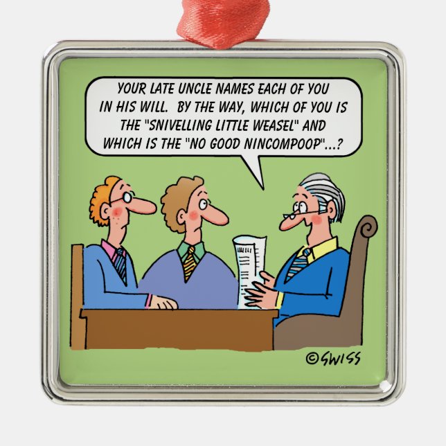 Probate Estate Lawyer Reading Will Funny Metal Tree Decoration (Front)