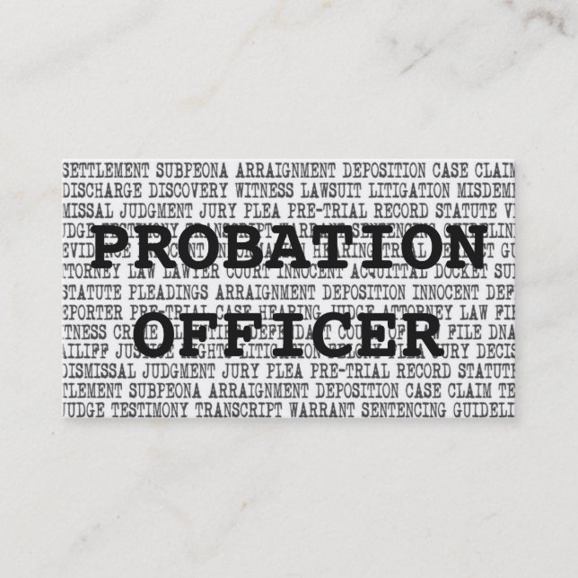 Probation Officer Legal Words Business Card (Front)