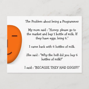 Problem about being a Programmer Funny Mum Joke Postcard