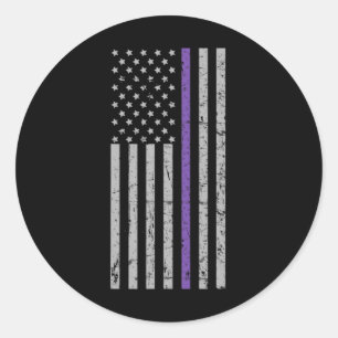 Problem Heimer Usa Flag Purple Strip Classic Round Sticker