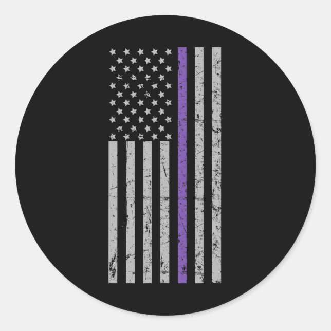 Problem Heimer Usa Flag Purple Strip  Classic Round Sticker (Front)