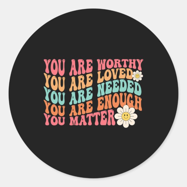 Problem Kindness Be Kind Groovy Mental Health Awar Classic Round Sticker (Front)
