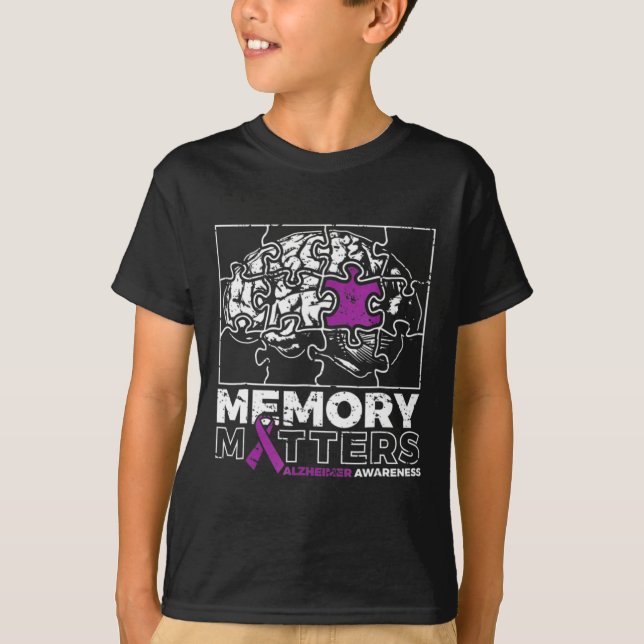Problem Purple Ribbon Brain Puzzle Heimer Awarenes T-Shirt (Front)