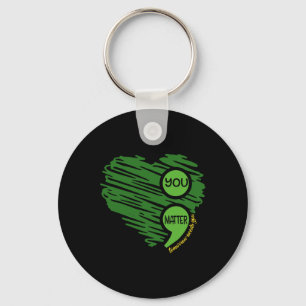Problem Semicolon Heart Retro Mental Health Awaren Key Ring