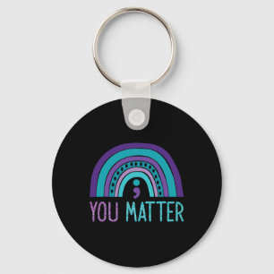 Problem Semicolon Suicide Prevention Purple Teal R Key Ring