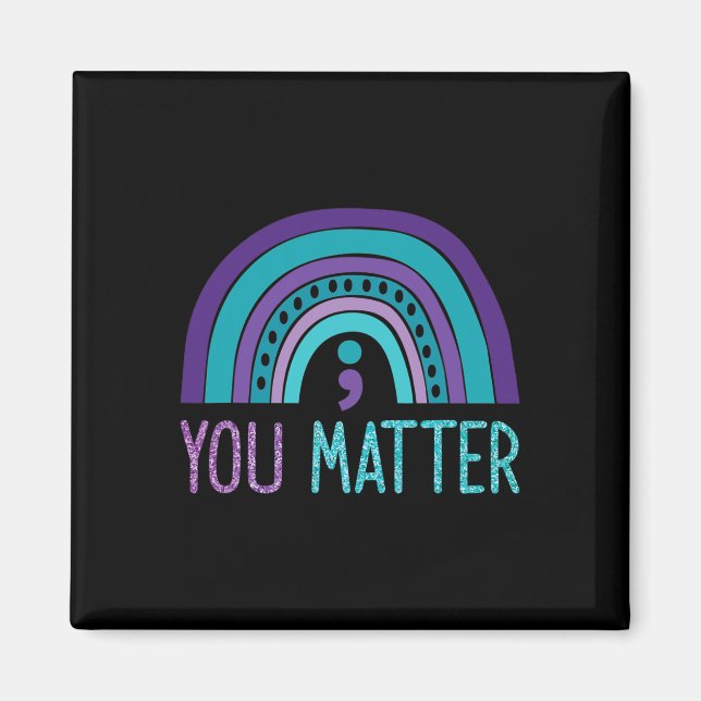 Problem Semicolon Suicide Prevention Purple Teal R Magnet (Front)