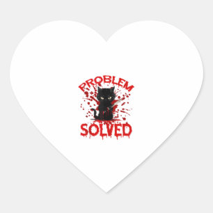 Problem Solved Black cat Heart Sticker
