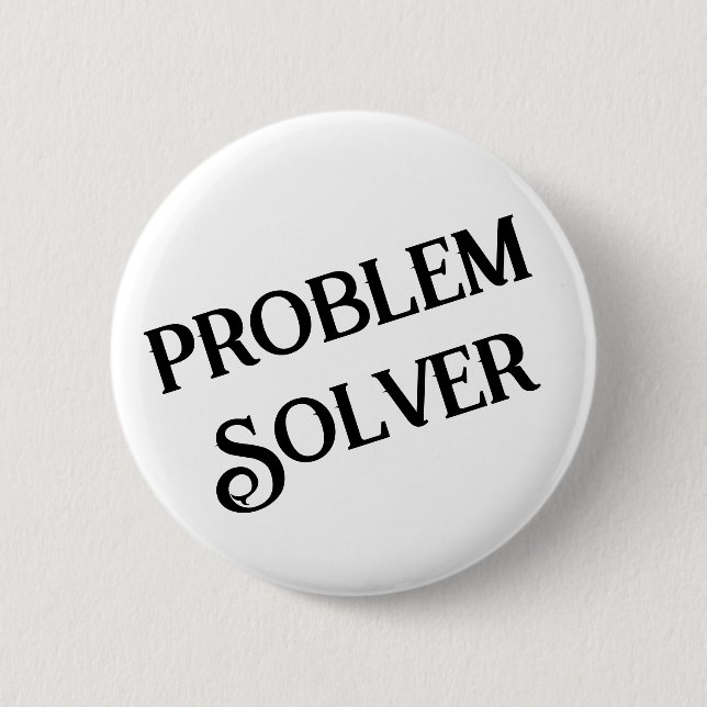 Problem Solver Button Black White (Front)