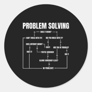 Problem Solving Chart Geek Nerd Computer Programme Classic Round Sticker