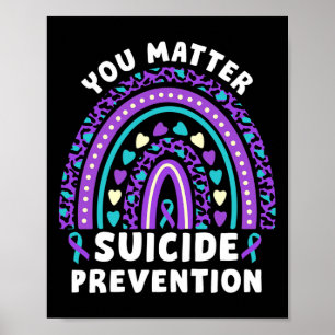 Problem Suicide Prevention Awareness Ribbon Rainbo Poster
