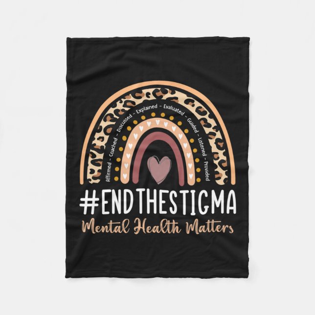 Problems End The Stigma Awareness Boho Rainbow  Fleece Blanket (Front)