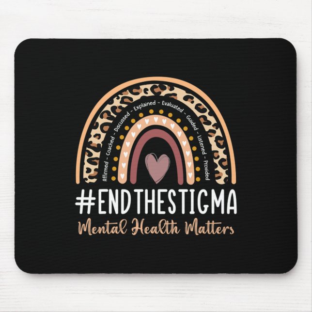 Problems End The Stigma Awareness Boho Rainbow  Mouse Mat (Front)