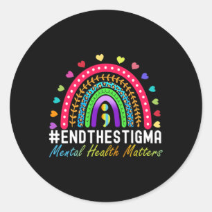 Problems End The Stigma Rainbow Leopard Boho  Classic Round Sticker