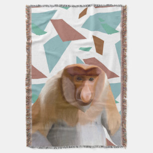 Proboscis Monkey Endangered Species Throw Blanket