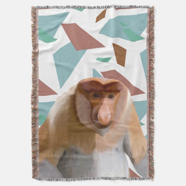 Proboscis Monkey Endangered Species  Throw Blanket (Front Vertical)
