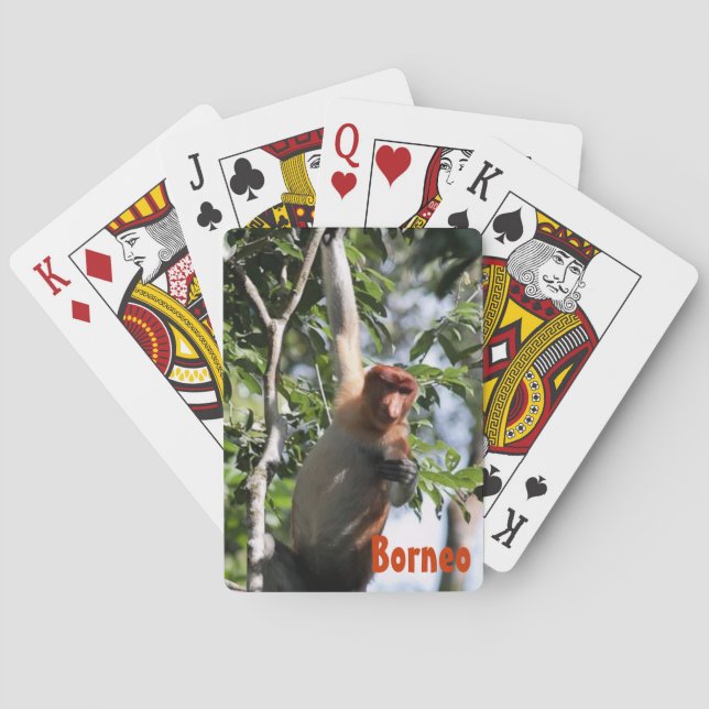 Proboscis Monkey in Borneo Rainforest Playing Cards (Back)