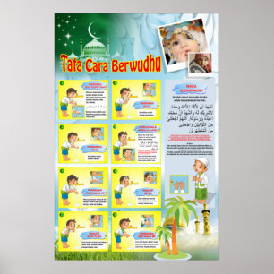 Procedure for Wudhu in Indonesian Poster
