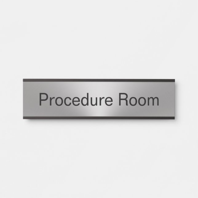 Procedure Room Number Silver and Black Template Door Sign (Front)