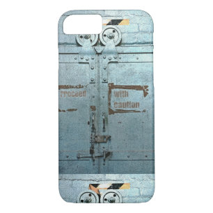 Proceed with caution blue grey industrial door iPhone 8/7 case