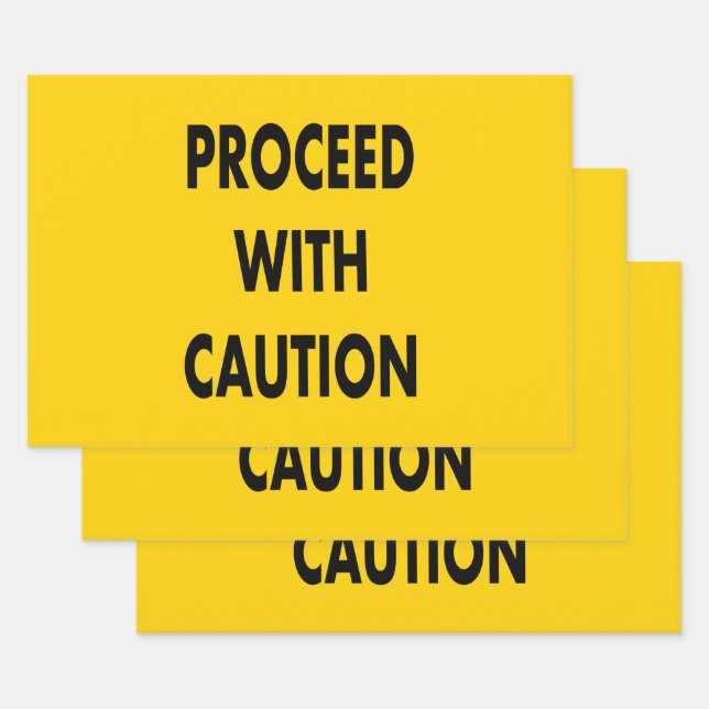 Proceed With Caution Road Sign  Wrapping Paper Sheet (Set)