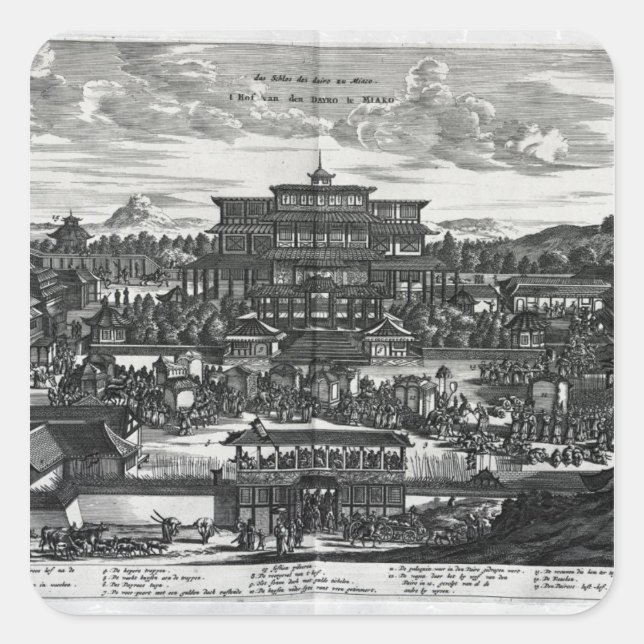 Procession from Macau, an illustration Square Sticker (Front)