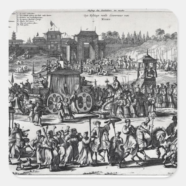 Procession from the gates of Macau Square Sticker (Front)