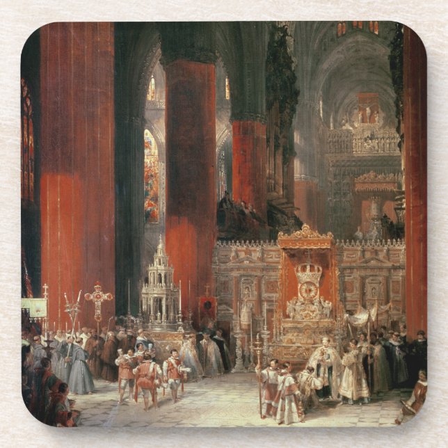 Procession in Seville Cathedral, 1833 (oil on canv Coaster (Front)
