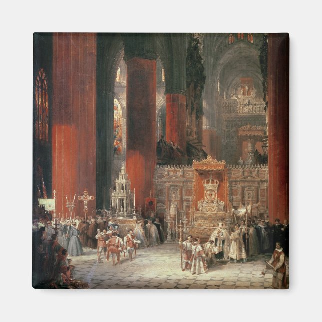 Procession in Seville Cathedral, 1833 (oil on canv Magnet (Front)
