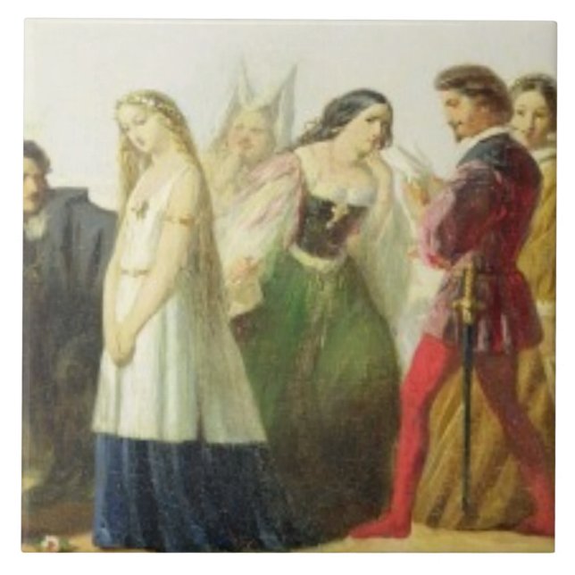 Procession of characters from Shakespeare (oil on Tile (Front)