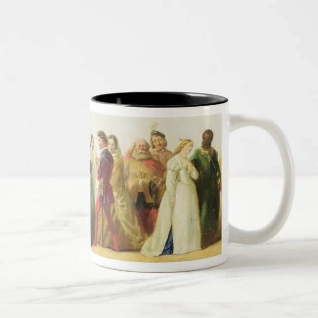 Procession of characters from Shakespeare (oil on Two-Tone Coffee Mug (Right)