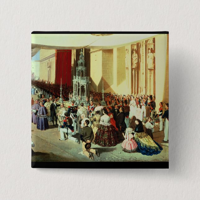 Procession of Corpus Christi in Seville 15 Cm Square Badge (Front)