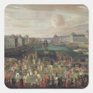 Procession of Louis XIV  Across the Pont-Neuf Square Sticker