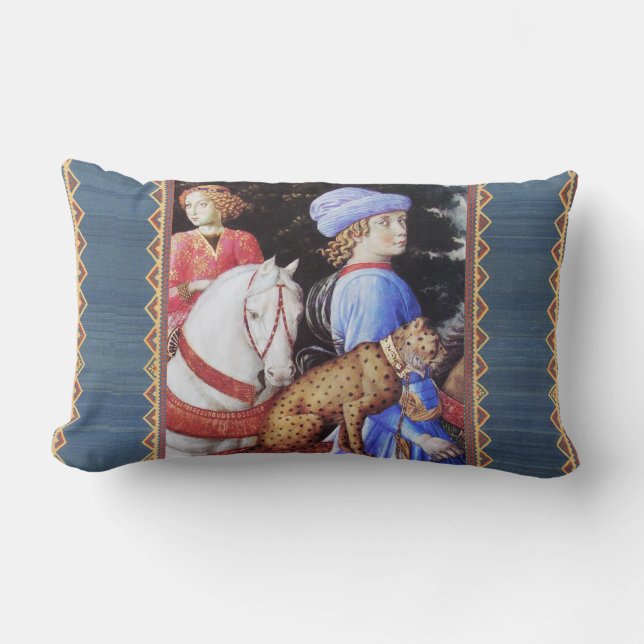 Procession of Magus Melchior,Horse Riders,Wild Cat Lumbar Cushion (Front)