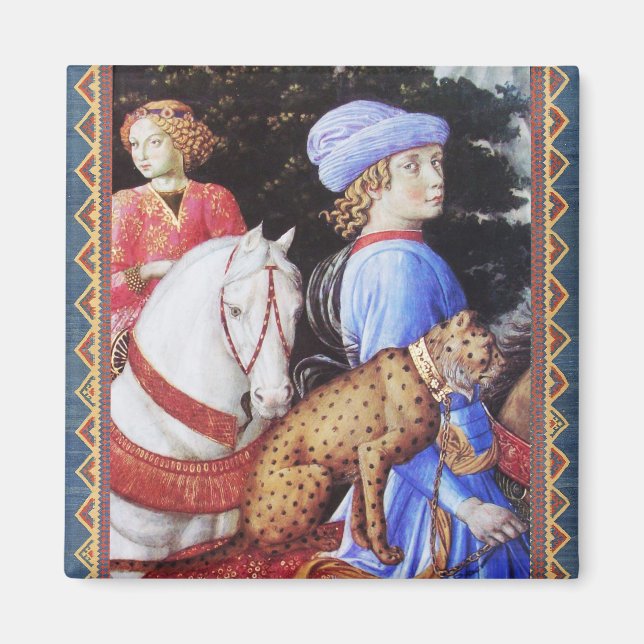Procession of Magus Melchior,Horse Riders,Wild Cat Magnet (Front)