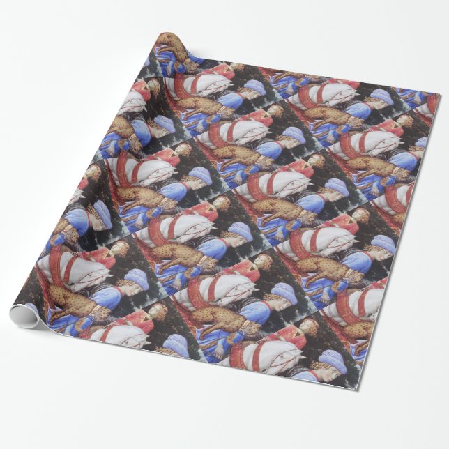 Procession of Magus Melchior,Horse Riders,Wild Cat Wrapping Paper (Unrolled)