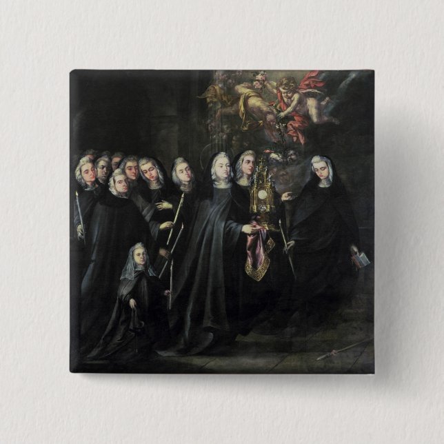 Procession of St. Clare with the Eucharist 15 Cm Square Badge (Front)