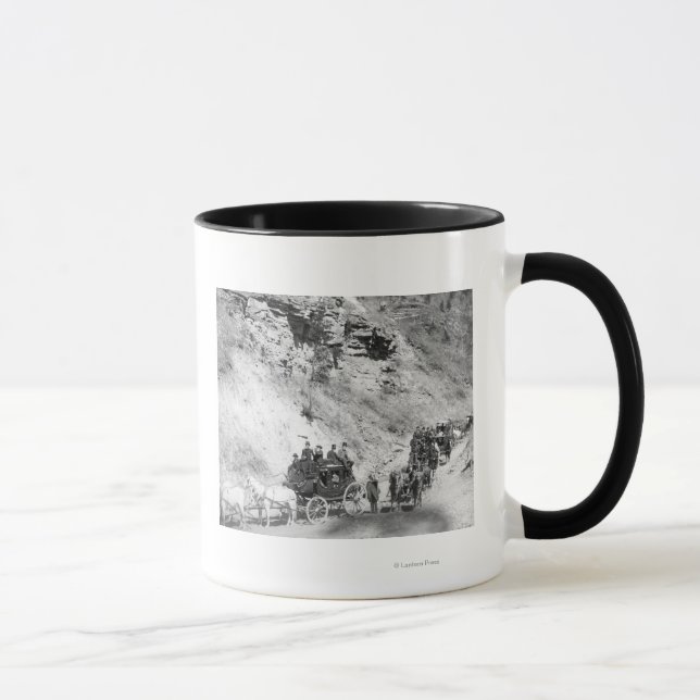 Procession of Stagecoaches Coming down Mountain Mug (Right)