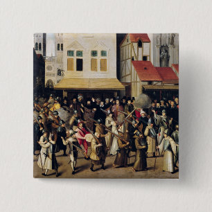 Procession of the Holy League in 1590 15 Cm Square Badge
