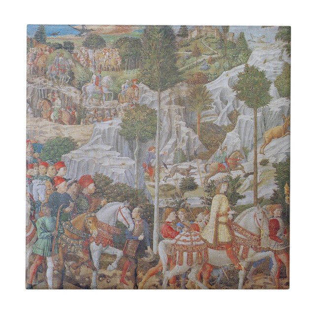 Procession of the Magi By Gozzoli circa 1459 Tile (Front)
