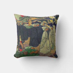 Procession vintage painting religious parade cushion