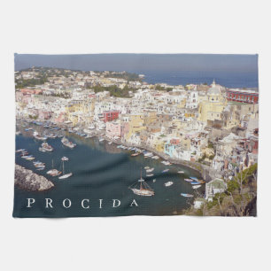 Procida island Corricella view tea towel