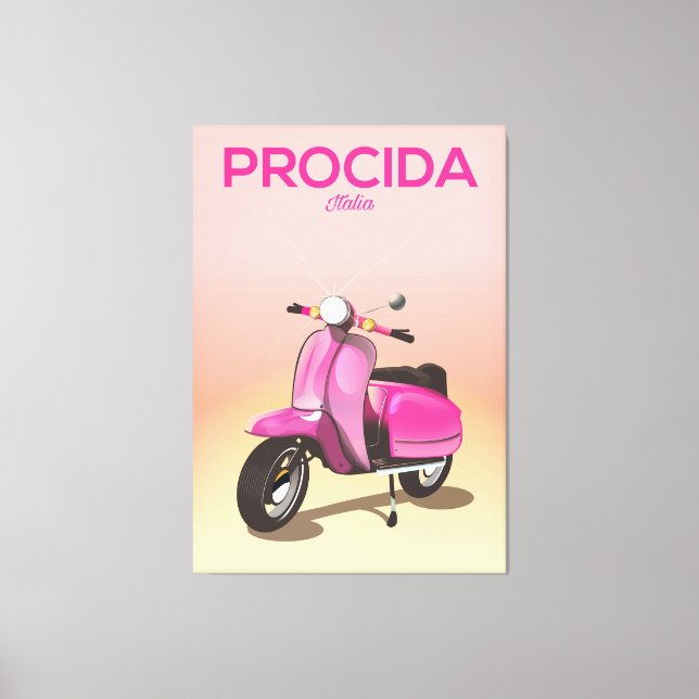 Procida Italy scooter vacation poster Canvas Print (Front)